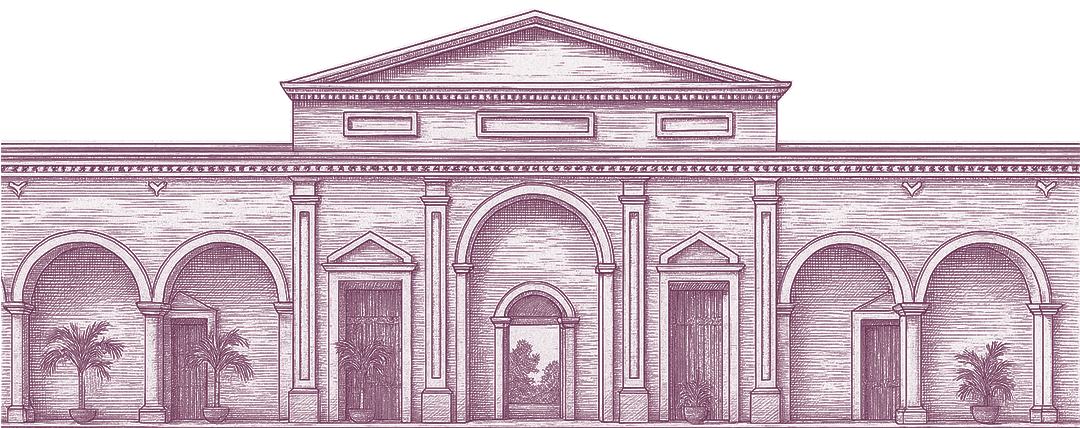 Ilustración original de la fachada de la hacienda